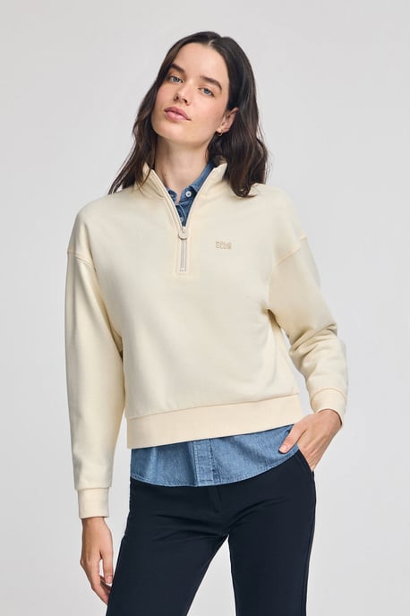 Sweatshirt ecru Boxy Fit mit gummiertem Polo Club-Logo - Image 1