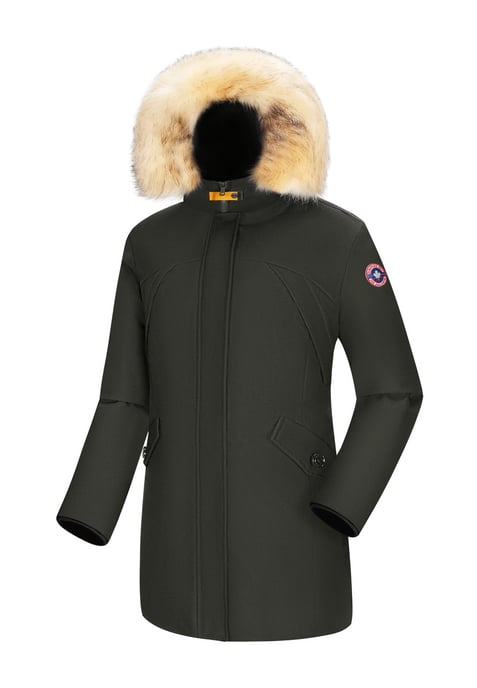 Subprime-Parka für Frauen. Der Parka besteht aus hochwertigem Polyester und hat ein warmes Innenfutter. Er ist ideal für die kalten Wintermonate. Der Pelzkragen besteht aus Kunstpelz und ist abnehmbar. Die Jacke hat einen Reißverschluss von oben nach unte - Image 1
