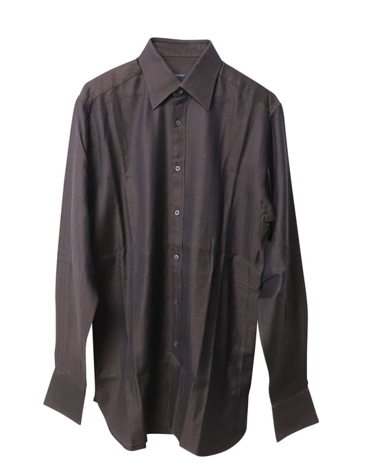 Gucci Fischgräten-Button-Down-Hemd aus tiefburgunderfarbener Baumwolle - Image 1