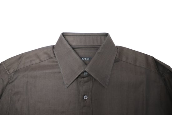 Gucci Fischgräten-Button-Down-Hemd aus tiefburgunderfarbener Baumwolle - Image 3