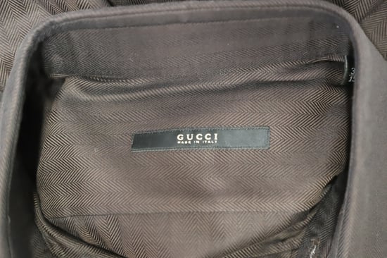 Gucci Fischgräten-Button-Down-Hemd aus tiefburgunderfarbener Baumwolle - Image 4