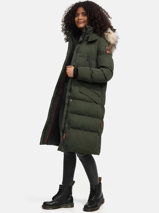 Marikoo Damen Winterjacke – Schneesternchen, lang mit Kapuze & Fellkragen - Image 2
