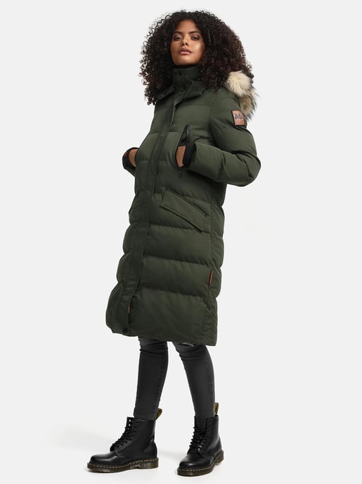 Marikoo Damen Winterjacke – Schneesternchen, lang mit Kapuze & Fellkragen - Image 3