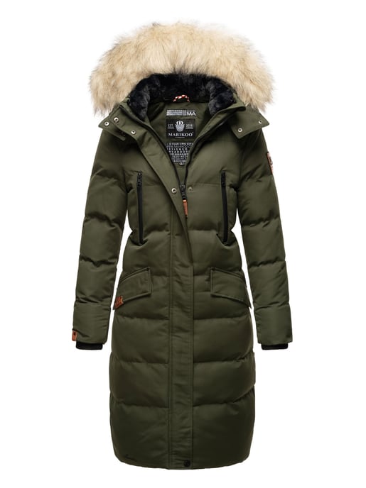 Marikoo Damen Winterjacke – Schneesternchen, lang mit Kapuze & Fellkragen - Image 5