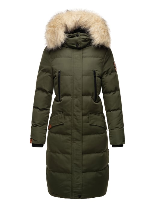 Marikoo Damen Winterjacke – Schneesternchen, lang mit Kapuze & Fellkragen - Image 6