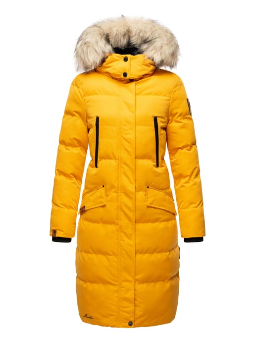 Marikoo Damen Winterjacke – Schneesternchen, lang mit Kapuze & Fellkragen - Image 2