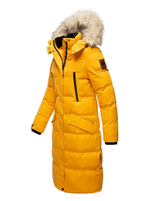 Marikoo Damen Winterjacke – Schneesternchen, lang mit Kapuze & Fellkragen - Image 3