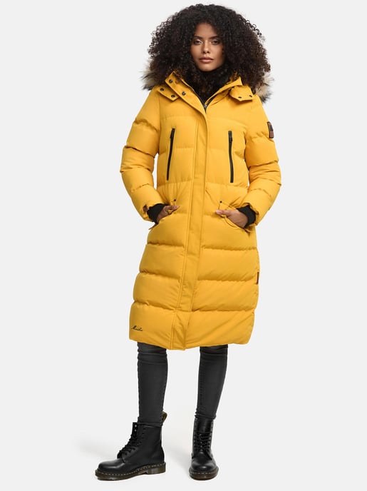 Marikoo Damen Winterjacke – Schneesternchen, lang mit Kapuze & Fellkragen - Image 2