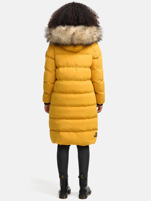 Marikoo Damen Winterjacke – Schneesternchen, lang mit Kapuze & Fellkragen - Image 3