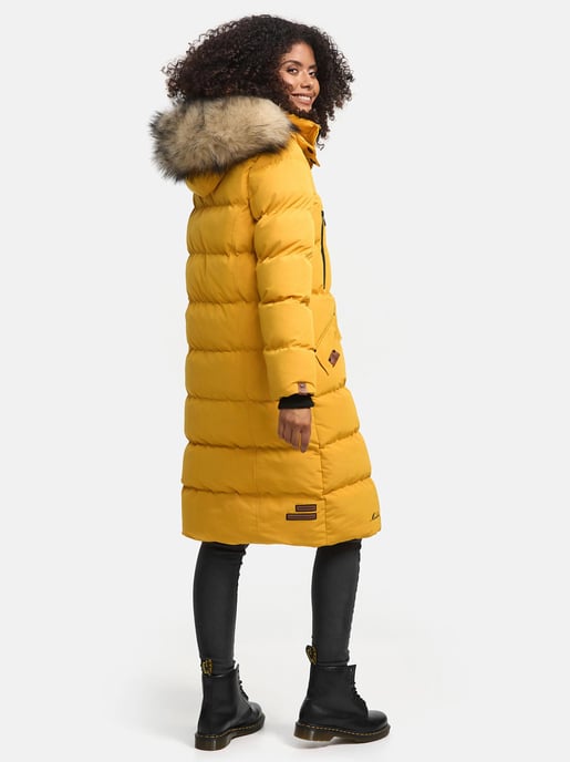 Marikoo Damen Winterjacke – Schneesternchen, lang mit Kapuze & Fellkragen - Image 4
