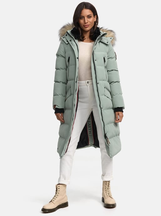 Marikoo Damen Winterjacke – Schneesternchen, lang mit Kapuze & Fellkragen - Image 1