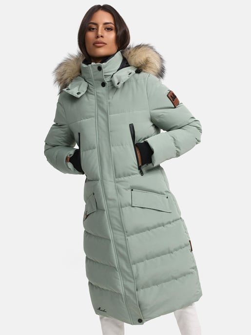 Marikoo Damen Winterjacke – Schneesternchen, lang mit Kapuze & Fellkragen - Image 2