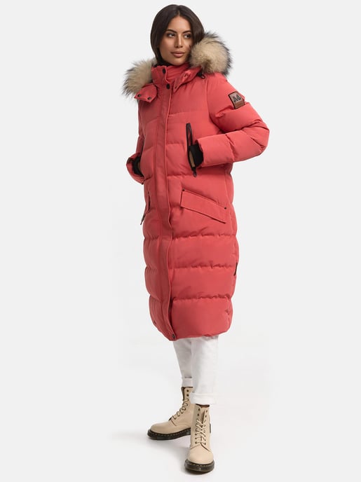 Marikoo Damen Winterjacke – Schneesternchen, lang mit Kapuze & Fellkragen - Image 3