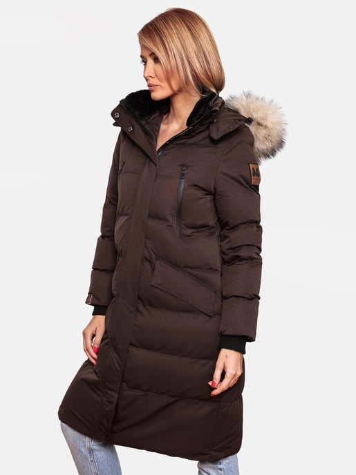 Marikoo Damen Winterjacke – Schneesternchen, lang mit Kapuze & Fellkragen - Image 3