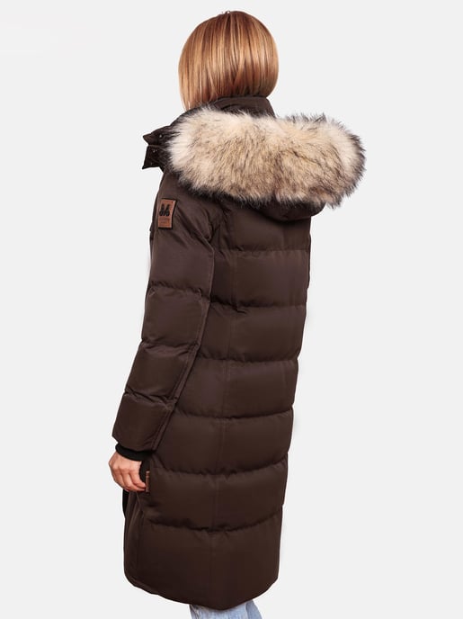 Marikoo Damen Winterjacke – Schneesternchen, lang mit Kapuze & Fellkragen - Image 4