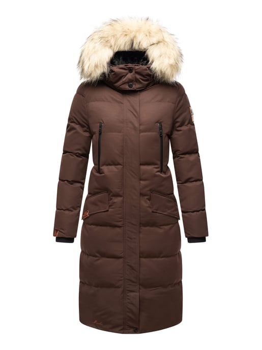 Marikoo Damen Winterjacke – Schneesternchen, lang mit Kapuze & Fellkragen - Image 6