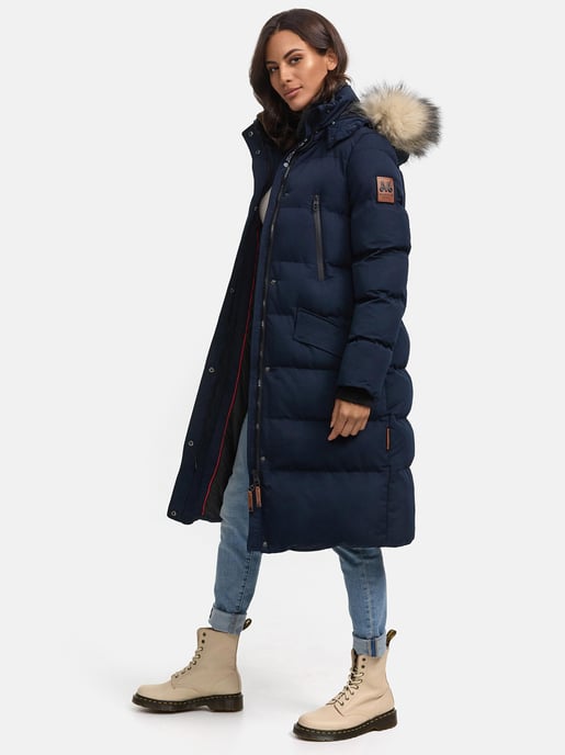 Marikoo Damen Winterjacke – Schneesternchen, lang mit Kapuze & Fellkragen - Image 1