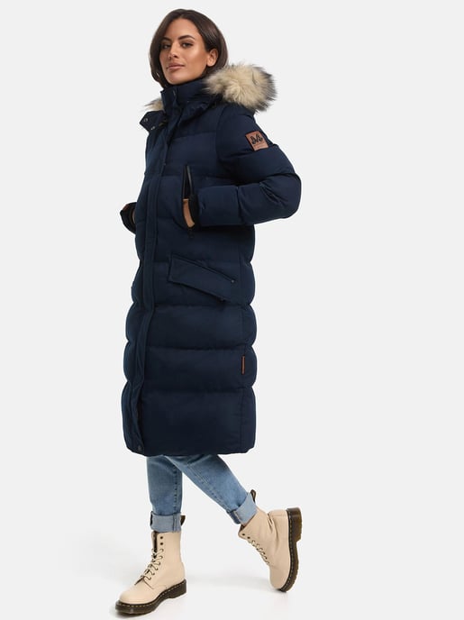 Marikoo Damen Winterjacke – Schneesternchen, lang mit Kapuze & Fellkragen - Image 3