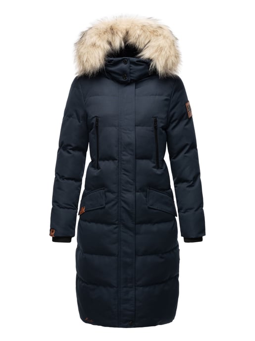 Marikoo Damen Winterjacke – Schneesternchen, lang mit Kapuze & Fellkragen - Image 6