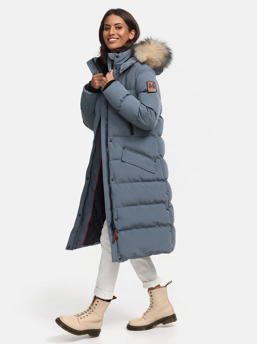 Marikoo Damen Winterjacke – Schneesternchen, lang mit Kapuze & Fellkragen - Image 1
