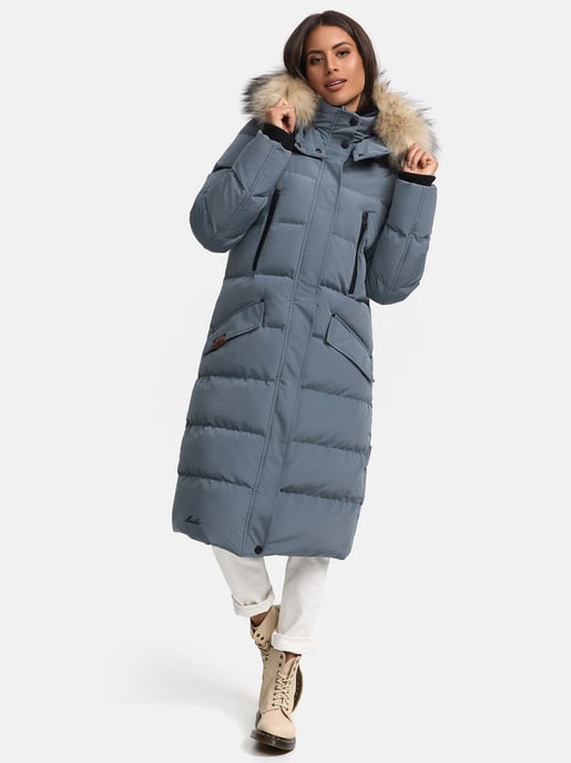 Marikoo Damen Winterjacke – Schneesternchen, lang mit Kapuze & Fellkragen - Image 3