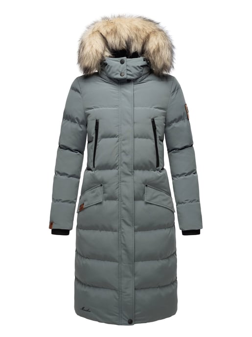 Marikoo Damen Winterjacke – Schneesternchen, lang mit Kapuze & Fellkragen - Image 6