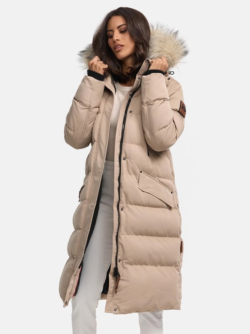 Marikoo Damen Winterjacke – Schneesternchen, lang mit Kapuze & Fellkragen - Image 2