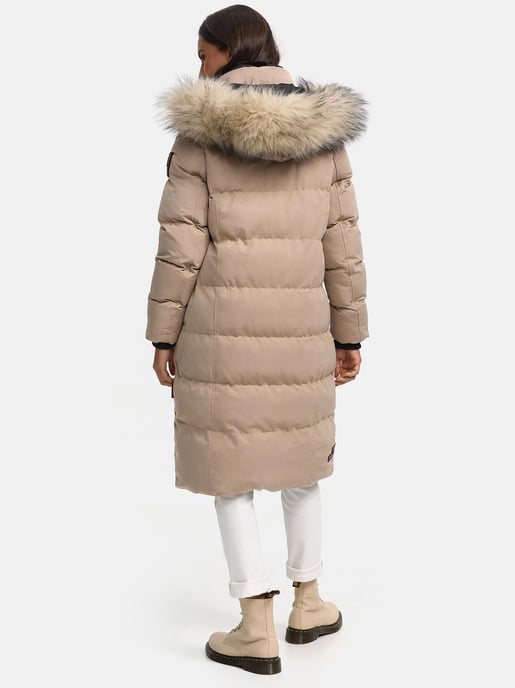 Marikoo Damen Winterjacke – Schneesternchen, lang mit Kapuze & Fellkragen - Image 3
