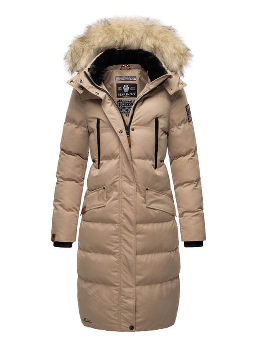 Marikoo Damen Winterjacke – Schneesternchen, lang mit Kapuze & Fellkragen - Image 4