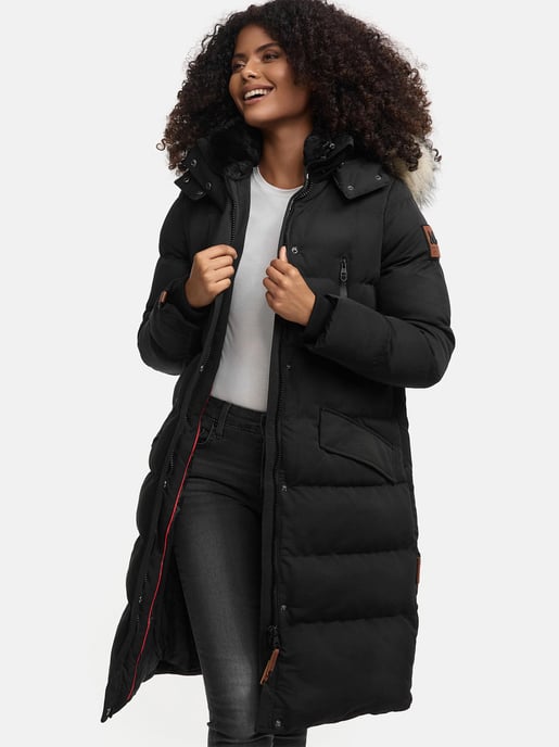 Marikoo Damen Winterjacke – Schneesternchen, lang mit Kapuze & Fellkragen - Image 2