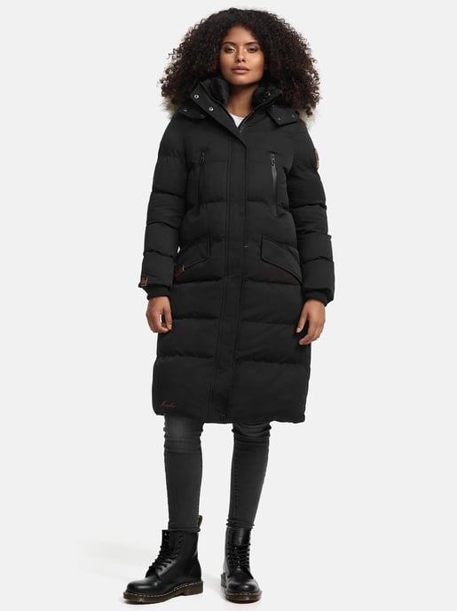 Marikoo Damen Winterjacke – Schneesternchen, lang mit Kapuze & Fellkragen - Image 3