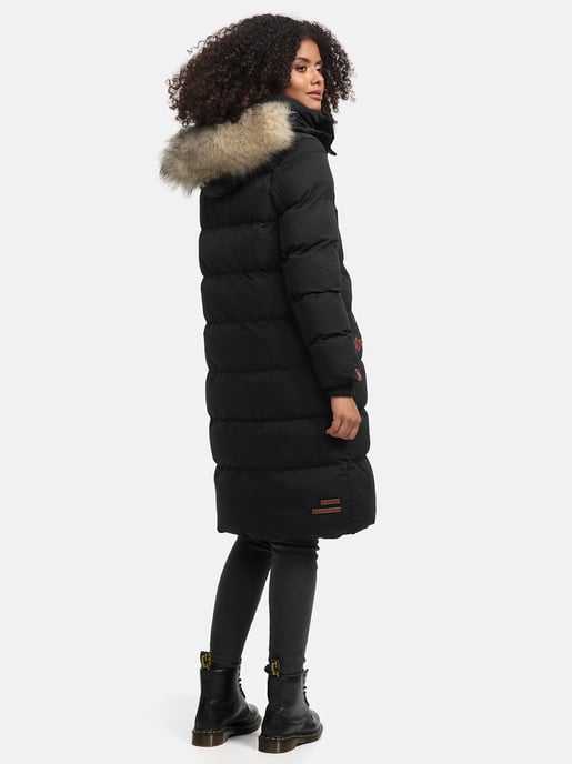 Marikoo Damen Winterjacke – Schneesternchen, lang mit Kapuze & Fellkragen - Image 4
