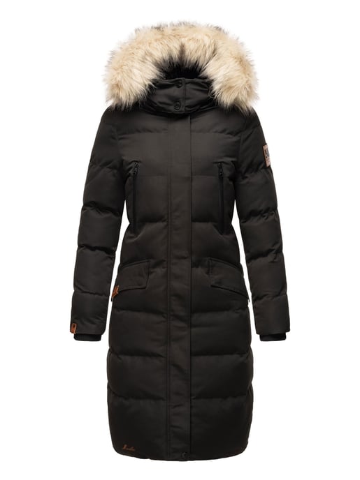 Marikoo Damen Winterjacke – Schneesternchen, lang mit Kapuze & Fellkragen - Image 6