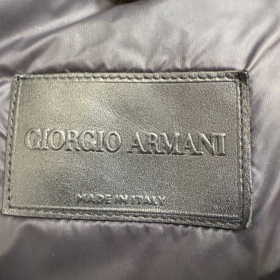 Giorgio Armani Einreihiger Blazer mit Taschen aus marineblauer Baumwolle - Image 4