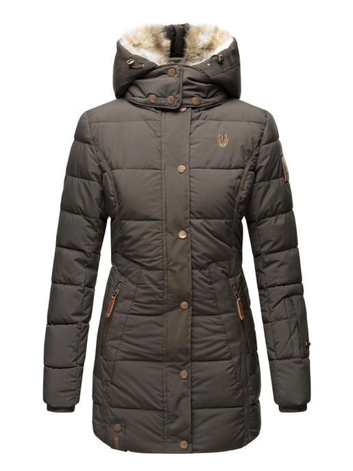 Marikoo Damen Winterjacke mit Kapuze & Kunstfell-Innenfutter - Image 2