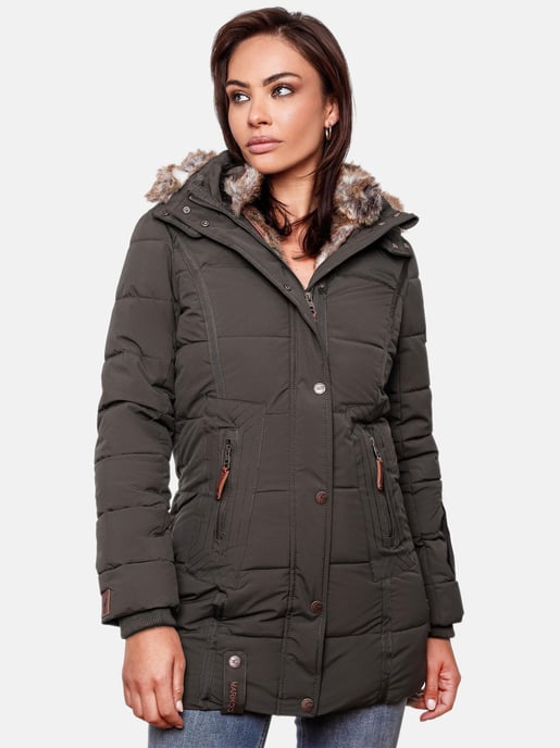 Marikoo Damen Winterjacke mit Kapuze & Kunstfell-Innenfutter - Image 6
