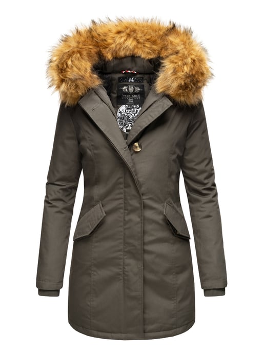 Marikoo Damen Winter Parka mit abnehmbarem Kunstfellkragen & Kapuze - Image 1