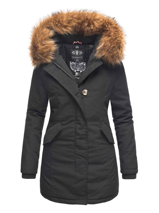 Marikoo Damen Winter Parka mit abnehmbarem Kunstfellkragen & Kapuze - Image 1