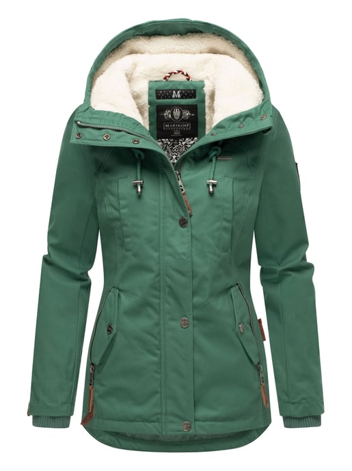 Marikoo Damen Winterjacke mit Teddyfell-Innenfutter & Kapuze - Image 1