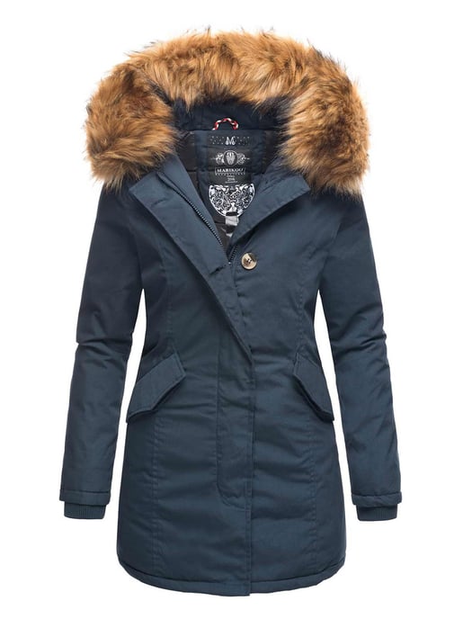 Marikoo Damen Winter Parka mit abnehmbarem Kunstfellkragen & Kapuze - Image 1