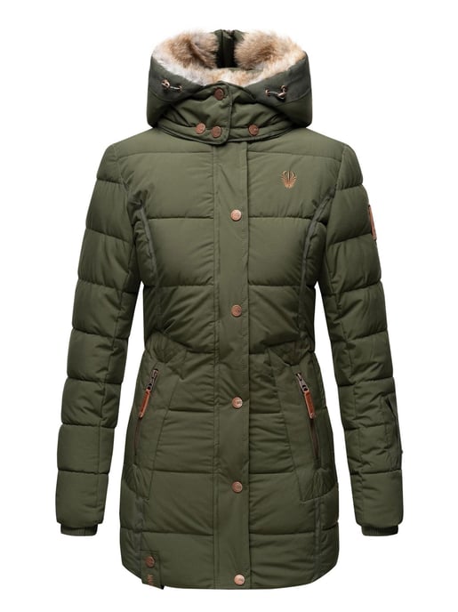 Marikoo Damen Winterjacke mit Kapuze & Kunstfell-Innenfutter - Image 2