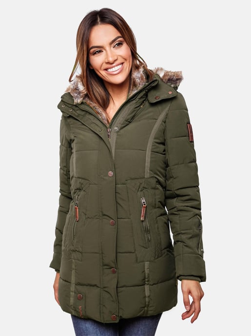 Marikoo Damen Winterjacke mit Kapuze & Kunstfell-Innenfutter - Image 6
