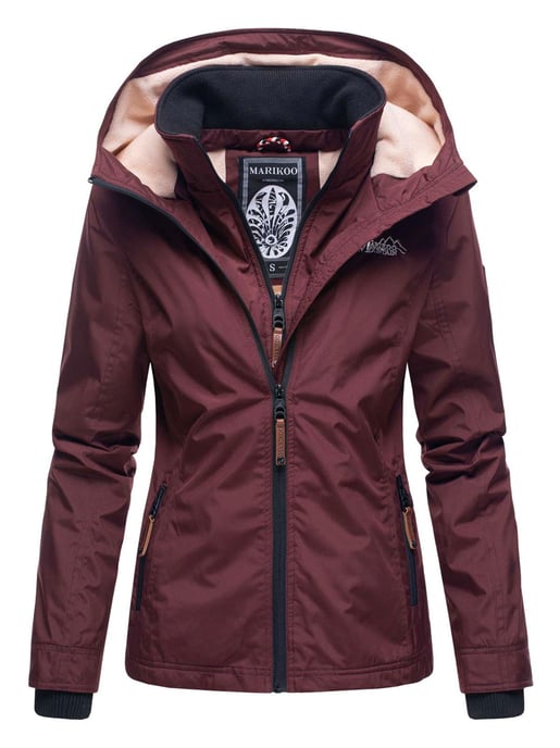 Marikoo Damen Übergangsjacke Erdbeere mit Doppelkragen & Fleece-Innenfutter - Image 1