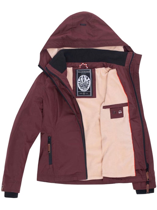 Marikoo Damen Übergangsjacke Erdbeere mit Doppelkragen & Fleece-Innenfutter - Image 4