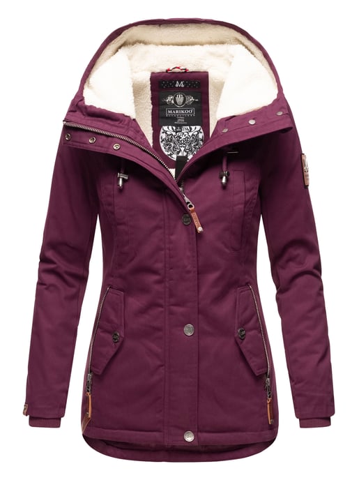 Marikoo Damen Winterjacke mit Teddyfell-Innenfutter & Kapuze - Image 1