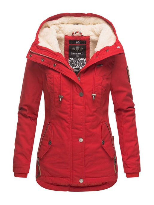 Marikoo Damen Winterjacke mit Teddyfell-Innenfutter & Kapuze - Image 1