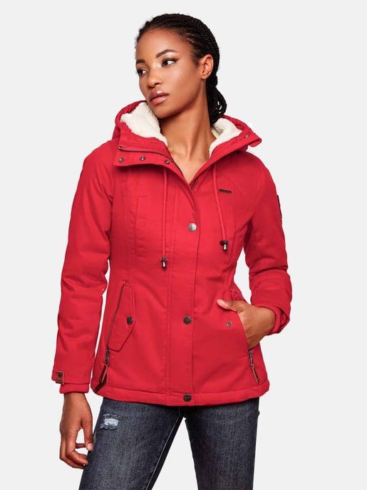 Marikoo Damen Winterjacke mit Teddyfell-Innenfutter & Kapuze - Image 4