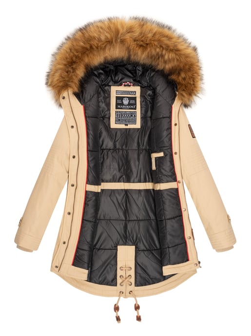 Marikoo Damen Winterjacke mit abnehmbarem Kunstfellkragen & Taillenzug - Image 4