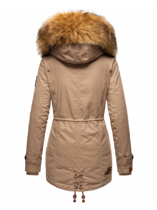 Marikoo Damen Winterjacke mit abnehmbarem Kunstfellkragen & Taillenzug - Image 4