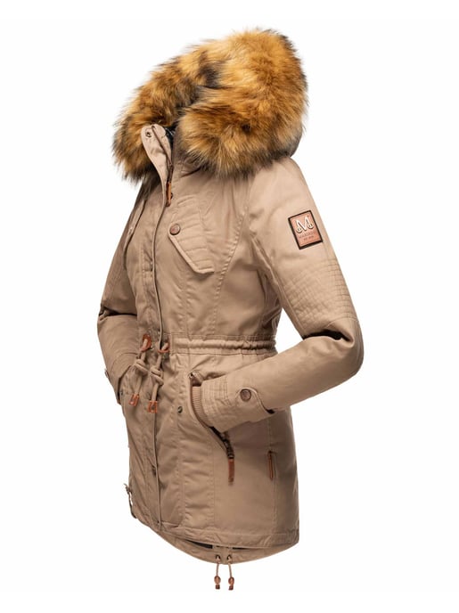 Marikoo Damen Winterjacke mit abnehmbarem Kunstfellkragen & Taillenzug - Image 5